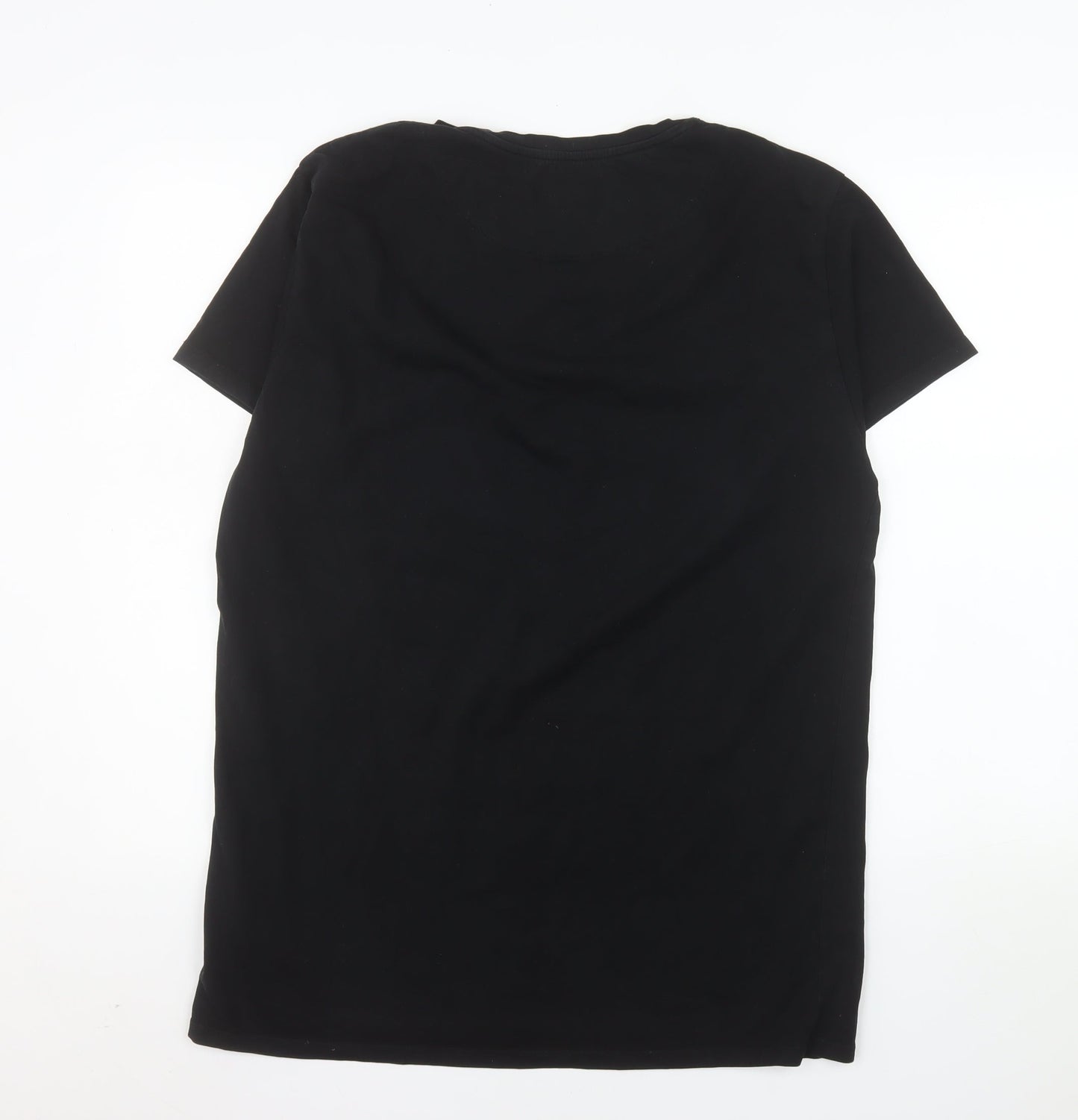 SikSilk Men’s Black Slim Fit Graphic Logo Cotton T-Shirt Size L