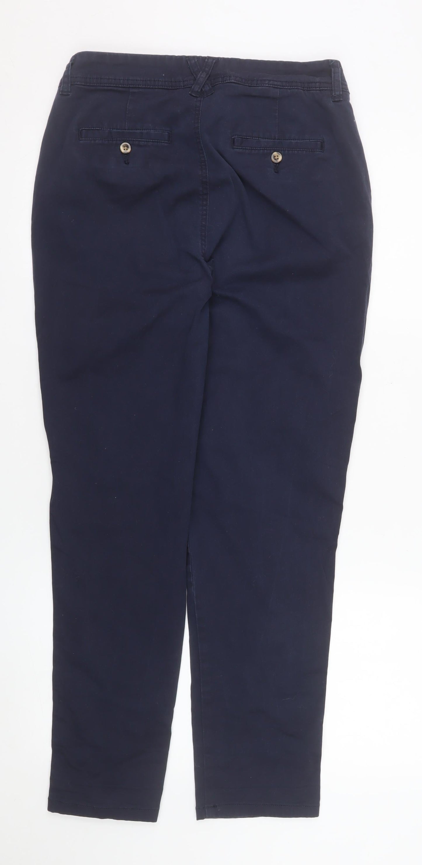 F&F Women Blue Chino Trousers Size 10 Regular Cotton Stretch Twill