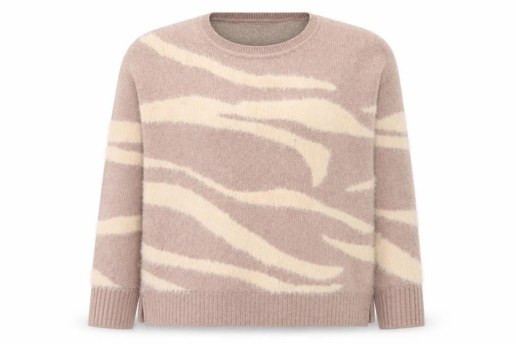 Principles Women's Beige Animal Print Knit Jumper Size 10