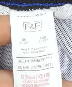 F&F Boys Blue Athletic Swim Shorts 11-12 Years Quick Dry Polyester