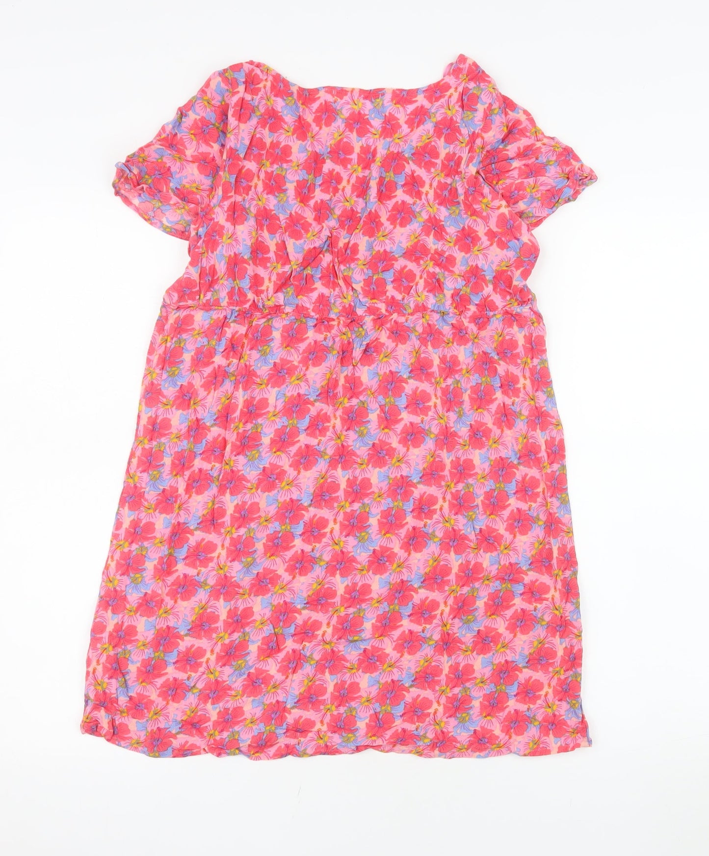 Primark Women Pink Floral Viscose Shift Dress Size 10