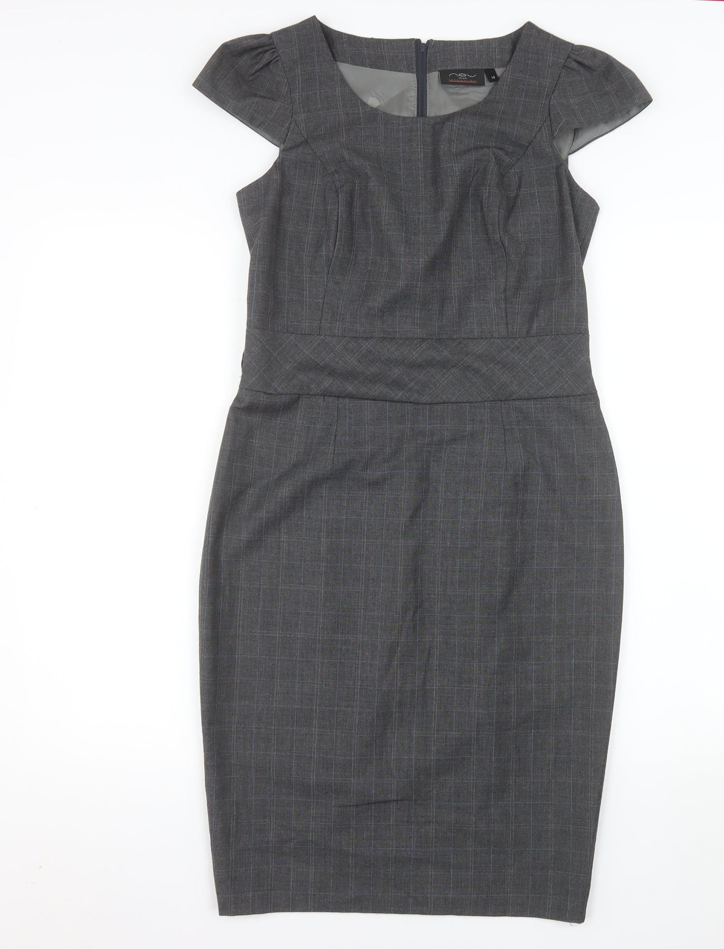 New Look Women’s Grey Check Sheath Work Dress Size 10