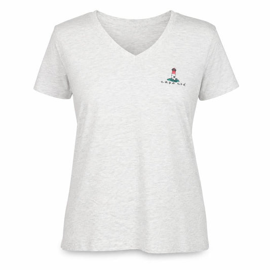 Cuffy's Women's Grey Relaxed Fit V-Neck Cape Cod Cotton T-Shirt Size L