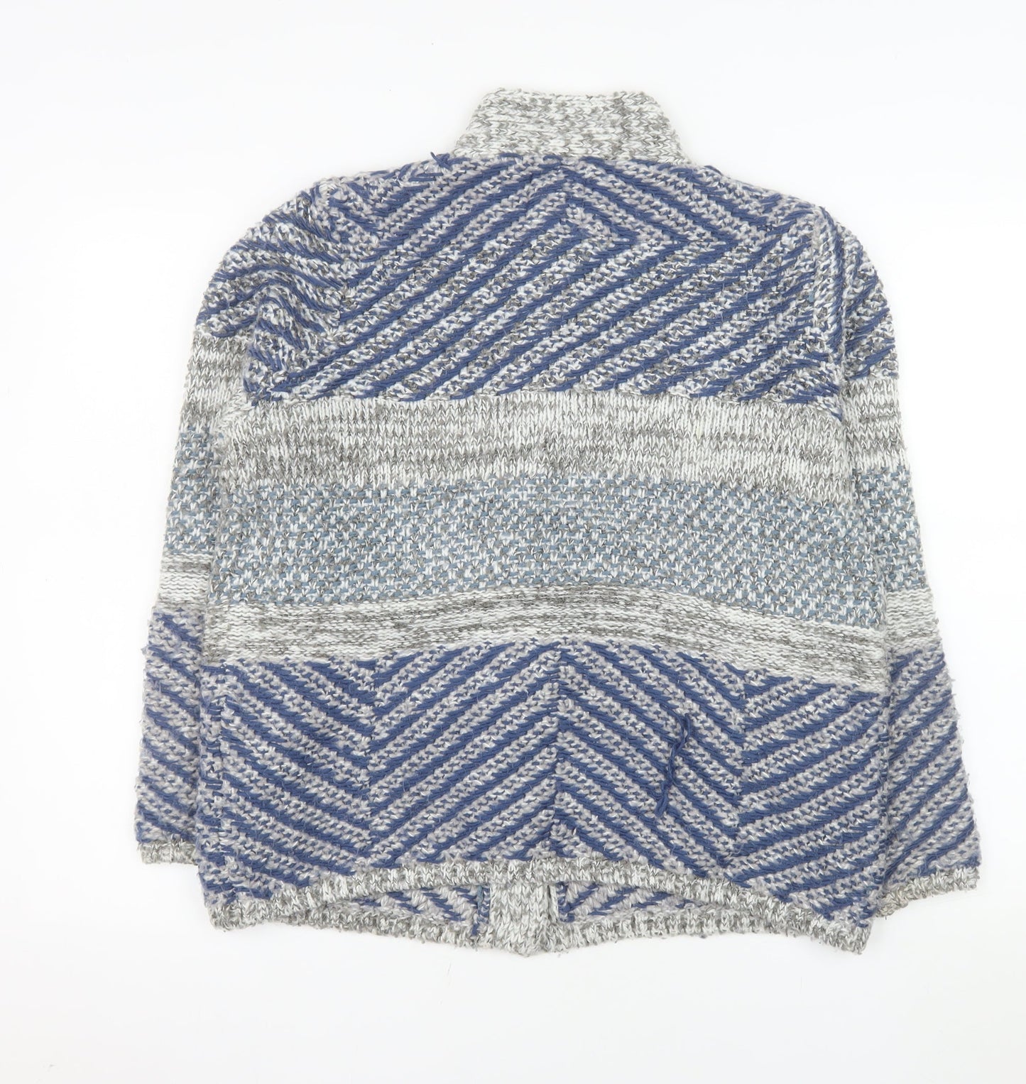 Country Rose Women's Blue Geometric Chunky Knit Cardigan M
