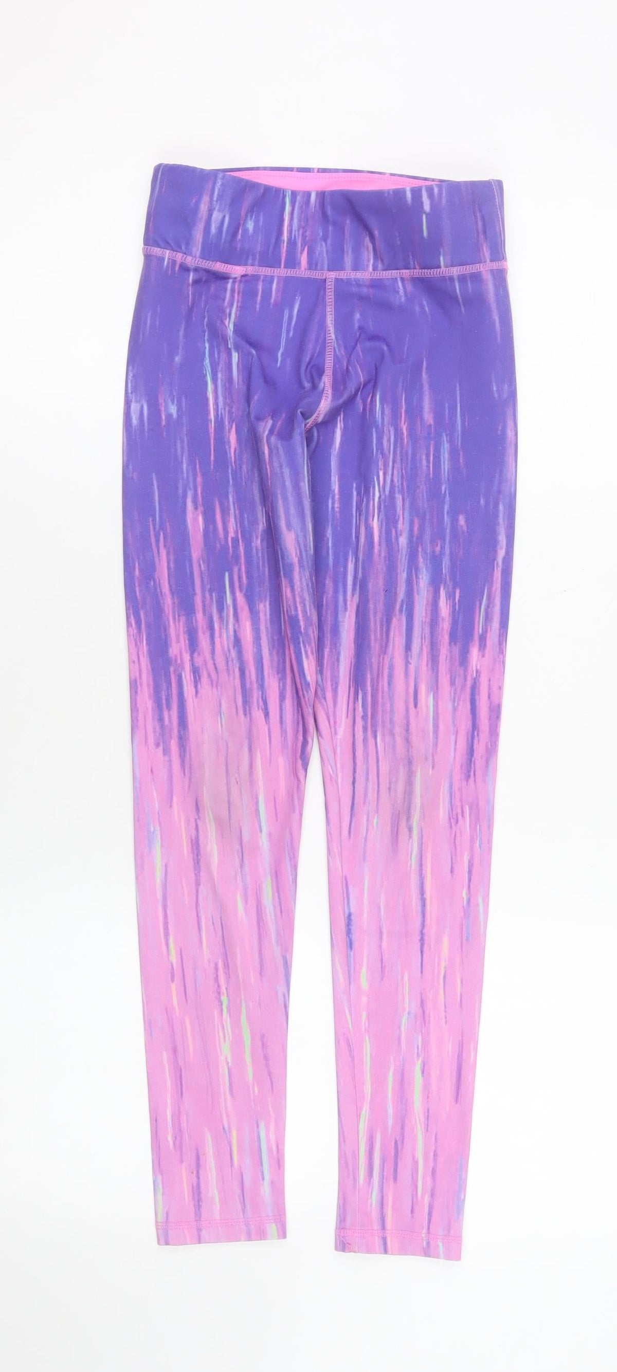 Dunnes Stores Girls Purple Pink Ankle Leggings 10-11 Years Stretch Polyester Blend