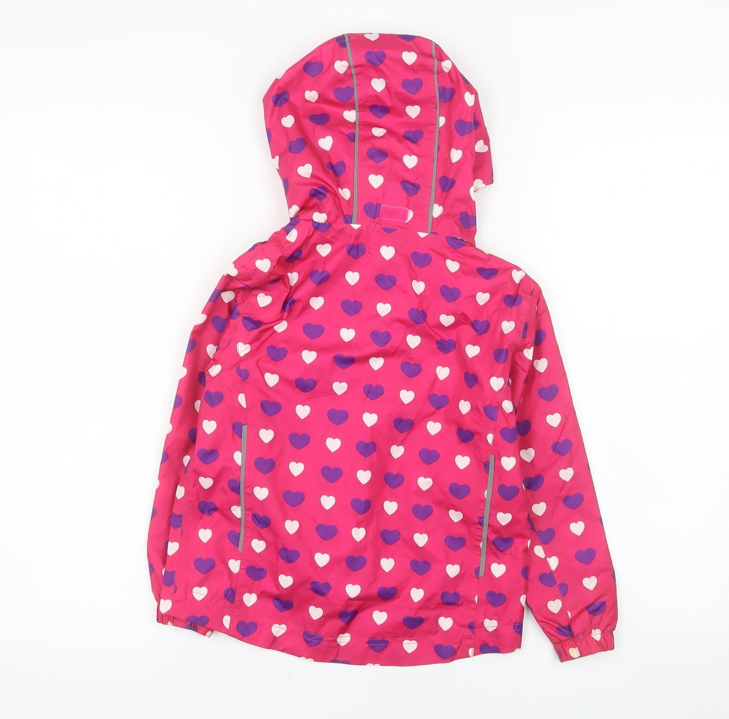 Avenue Girls Pink Heart Print Hooded Rain Coat 5-6 Years Water Resistant
