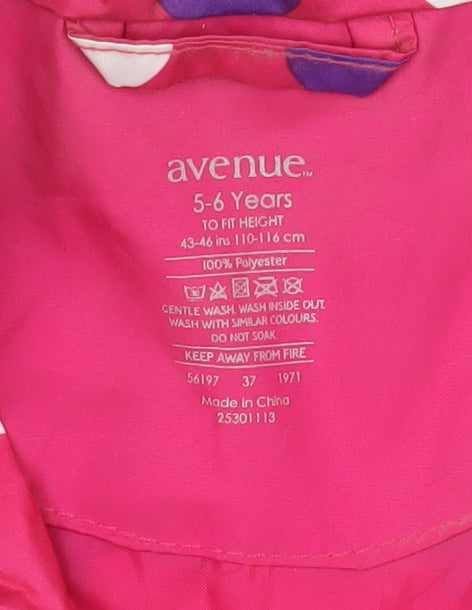 Avenue Girls Pink Heart Print Hooded Rain Coat 5-6 Years Water Resistant