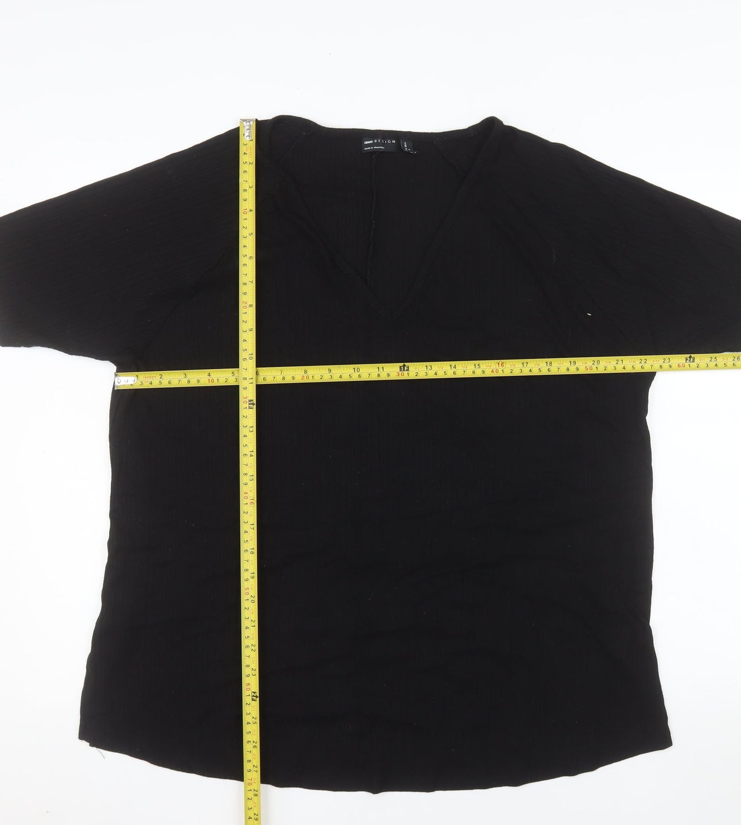 ASOS Women’s Black Cotton V-Neck Short Sleeve Tall Blouse UK 10