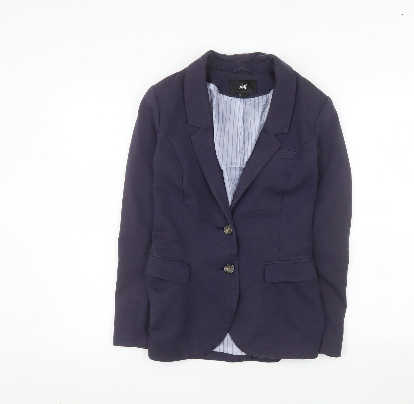 H&M Women's Blue Slim Fit Two-Button Blazer Size 6