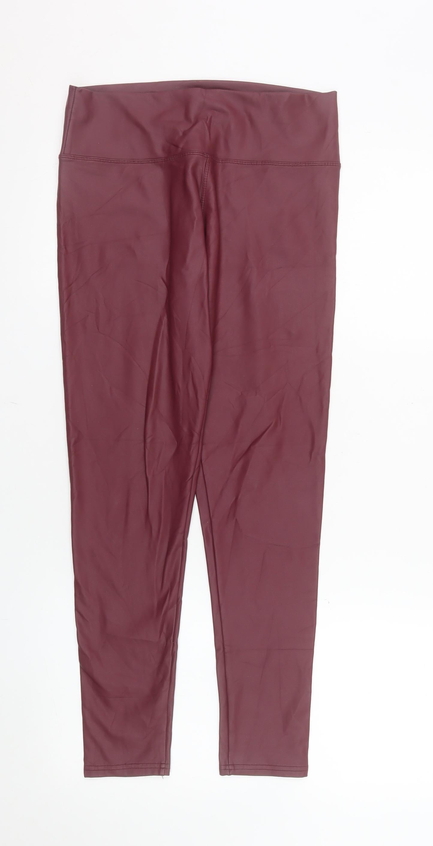 Yu & Me Paris Women's Brown Faux Leather Ankle Leggings M/L