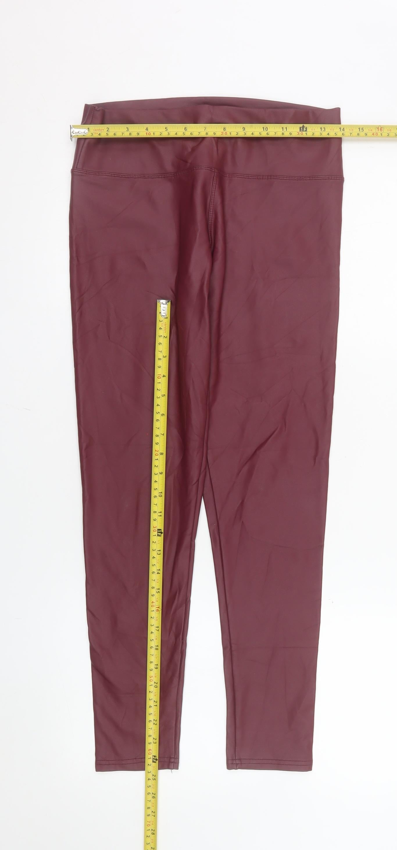 Yu & Me Paris Women's Brown Faux Leather Ankle Leggings M/L