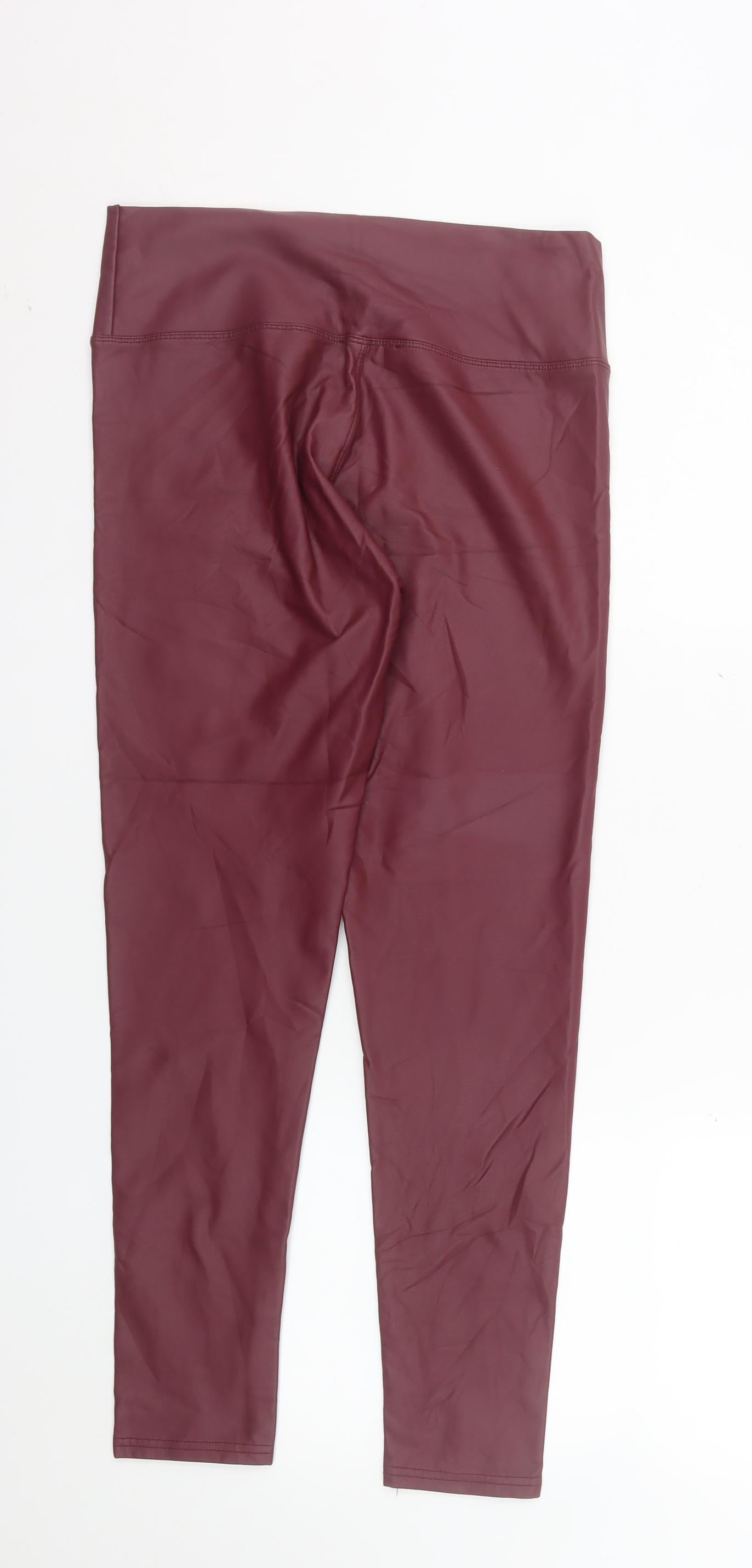 Yu & Me Paris Women's Brown Faux Leather Ankle Leggings M/L