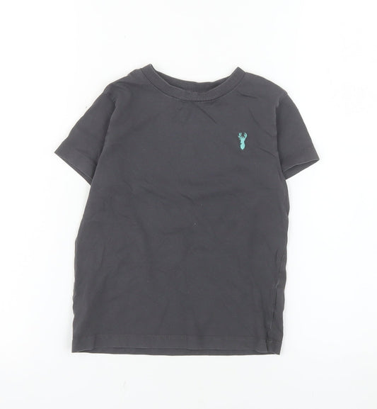 Next Boys Black Cotton Short Sleeve Crew Neck T-Shirt 4 Years