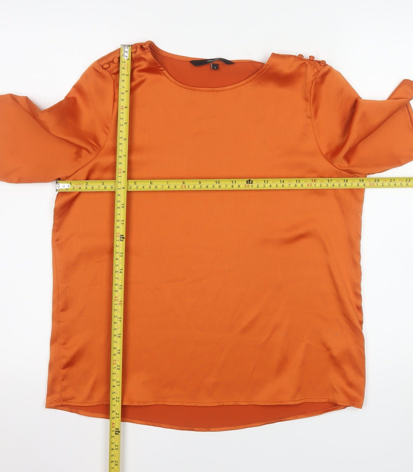 Vero Moda Women’s Orange Short Sleeve Satin Blouse Size S