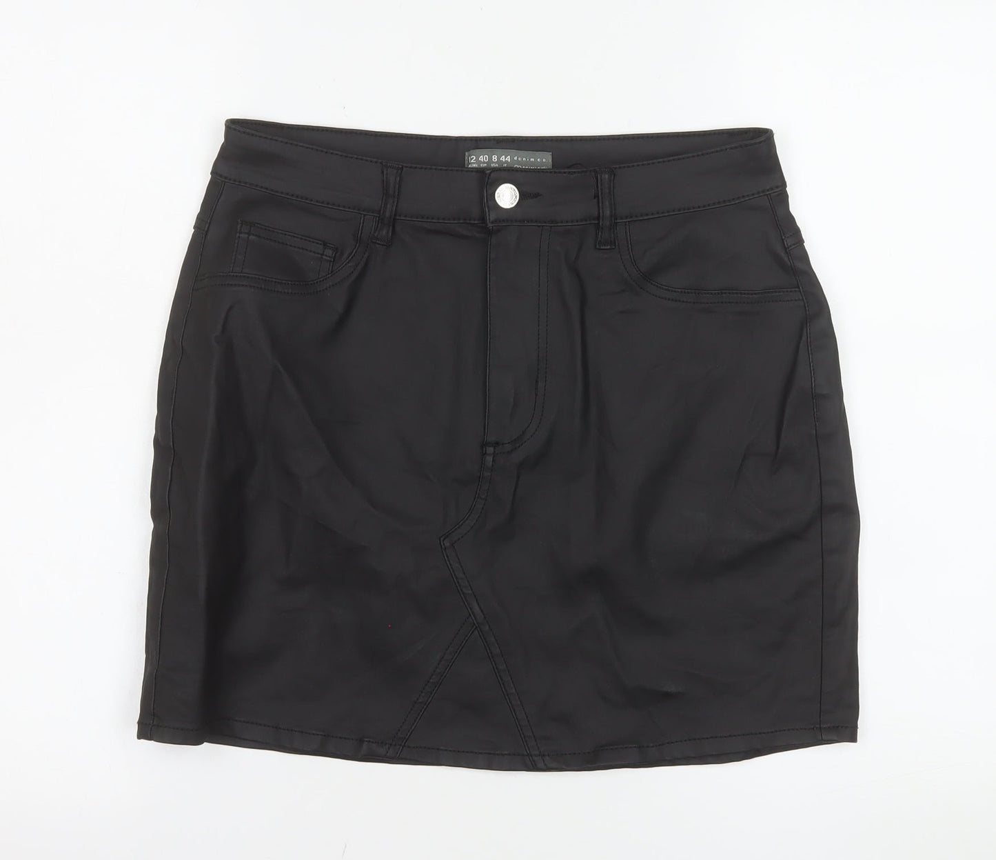 Primark Women’s Black Denim Short Skirt Size 12 Pencil Style