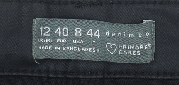 Primark Women’s Black Denim Short Skirt Size 12 Pencil Style