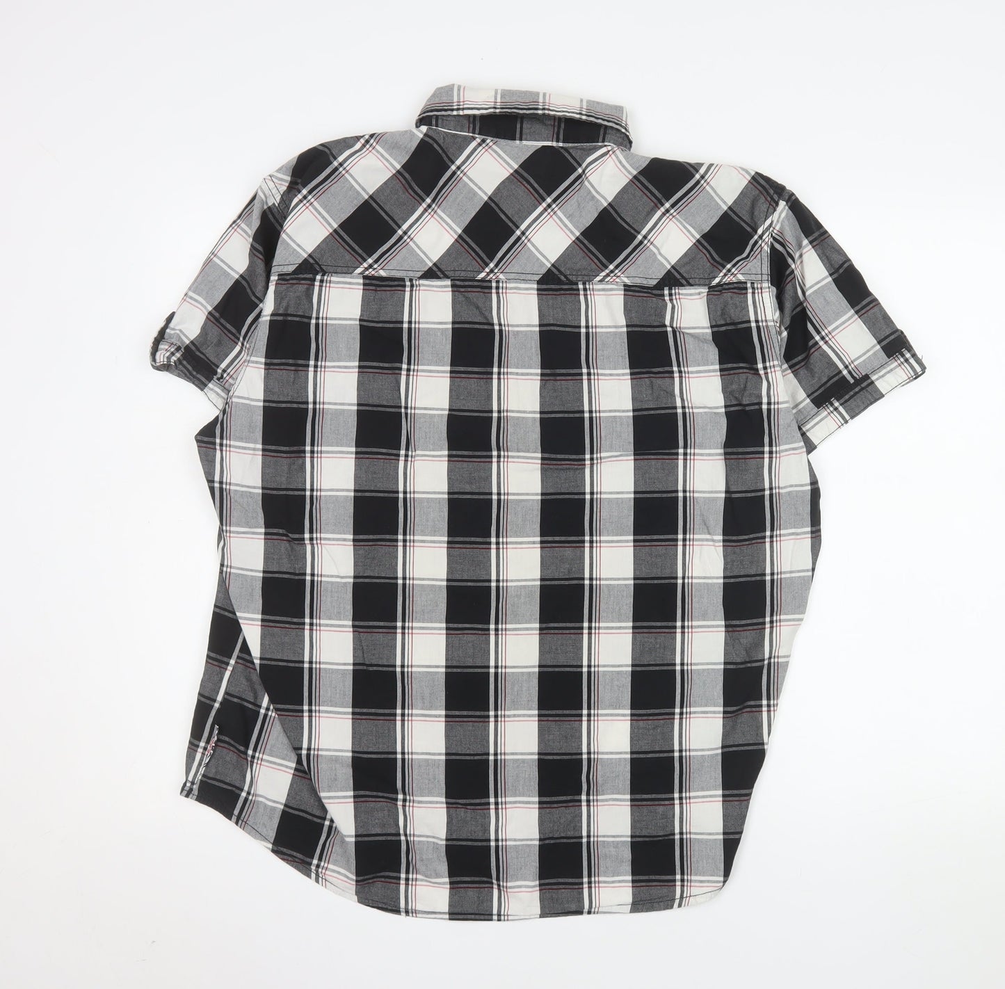 Lee Cooper Men's Black Check Short Sleeve Button-Up Shirt XL