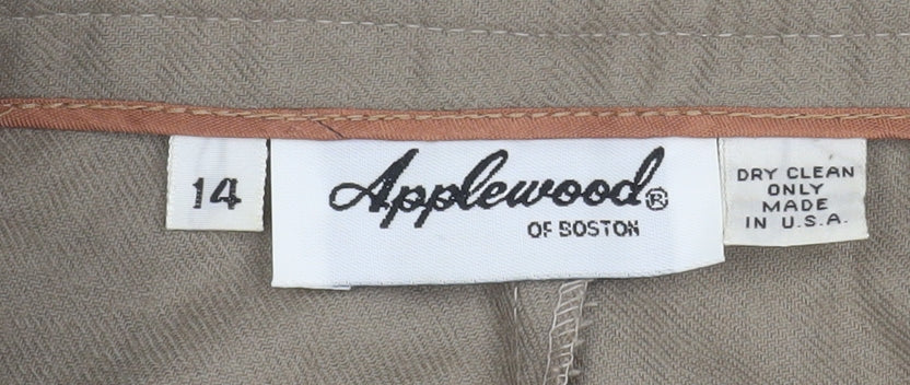 Applewood of Boston Women's Beige Pleated Trousers Size 14 Classic Fit