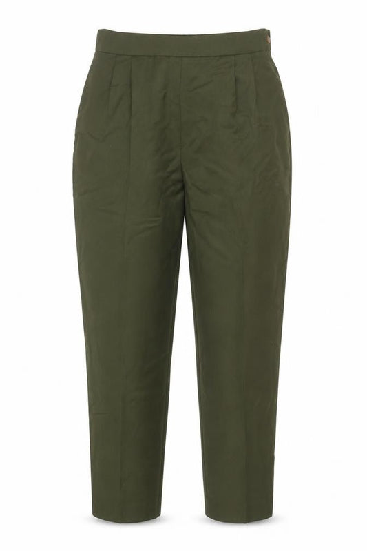 David Brooks Womens Green Pleated High Rise Tapered Trousers Size 12