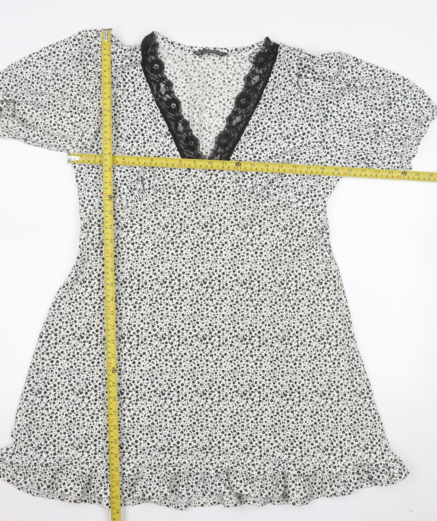 Dunnes Stores Women's White Floral Lace Trim Fit & Flare Dress Size 18