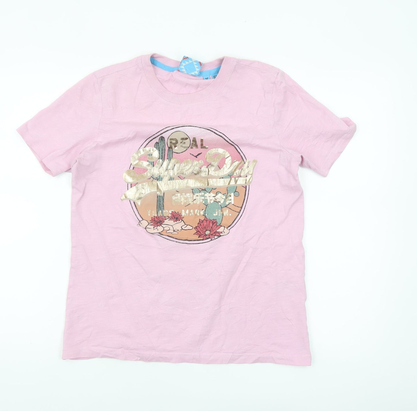 Superdry Women's Pink Graphic Cotton T-Shirt Size 8