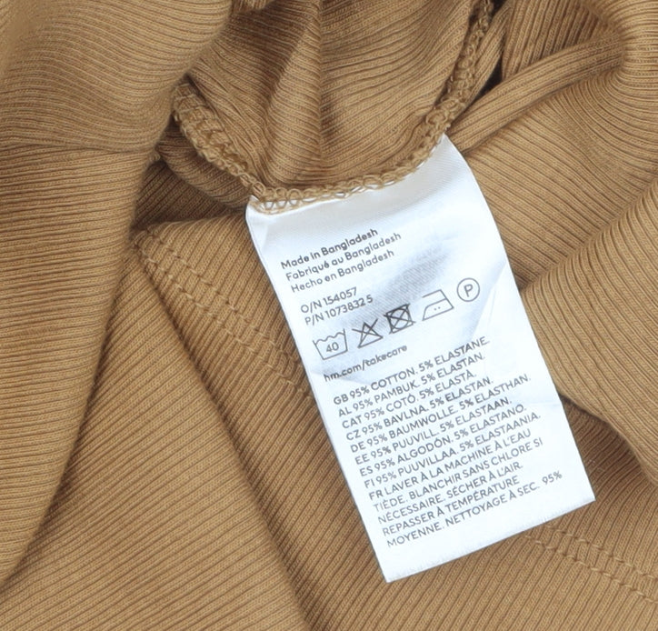 H&M Women Brown Ribbed Jersey Tank Dress Size S Casual