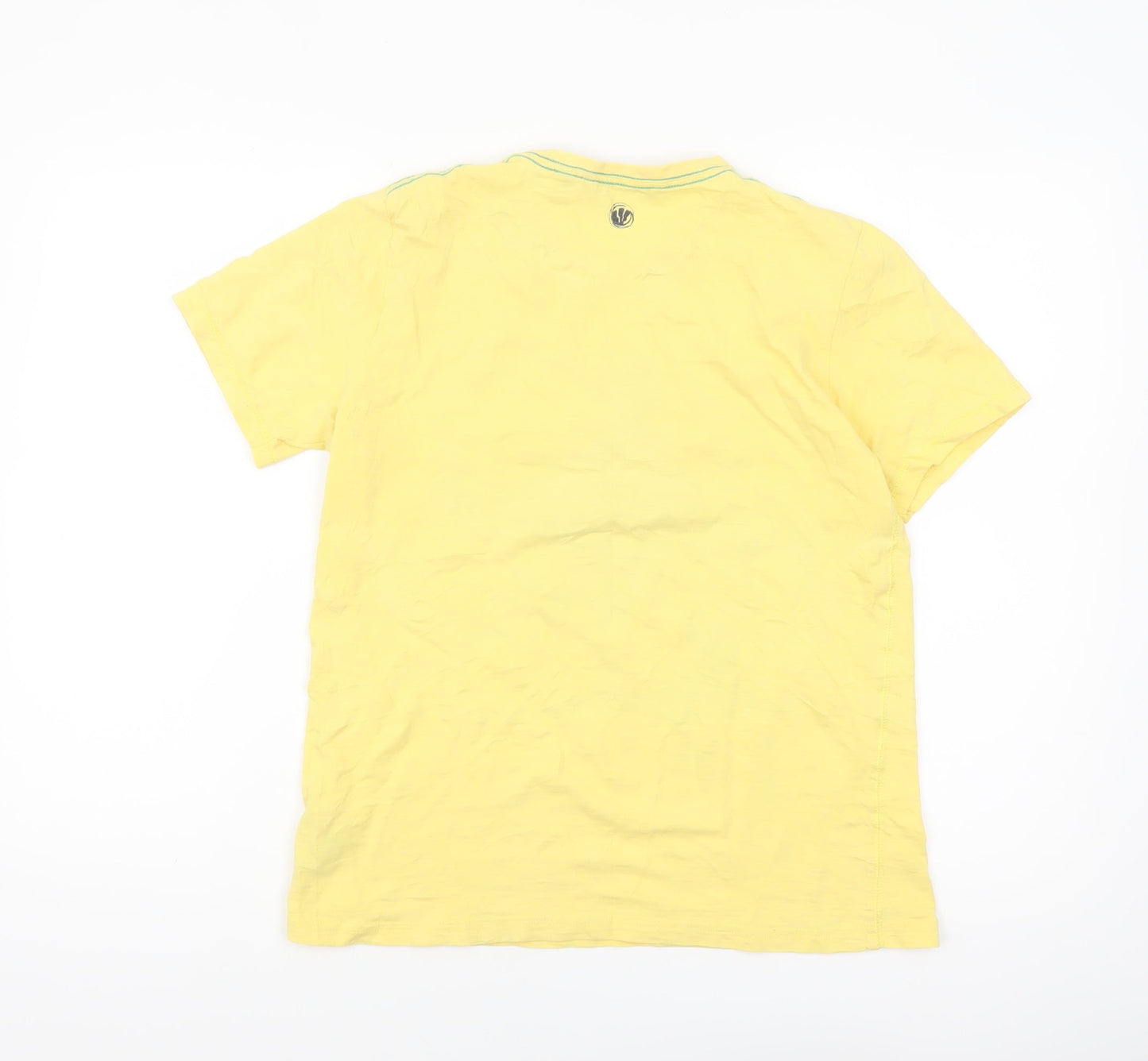 Fat Face Womens Yellow Graphic Surf T-Shirt Small Casual Summer Top