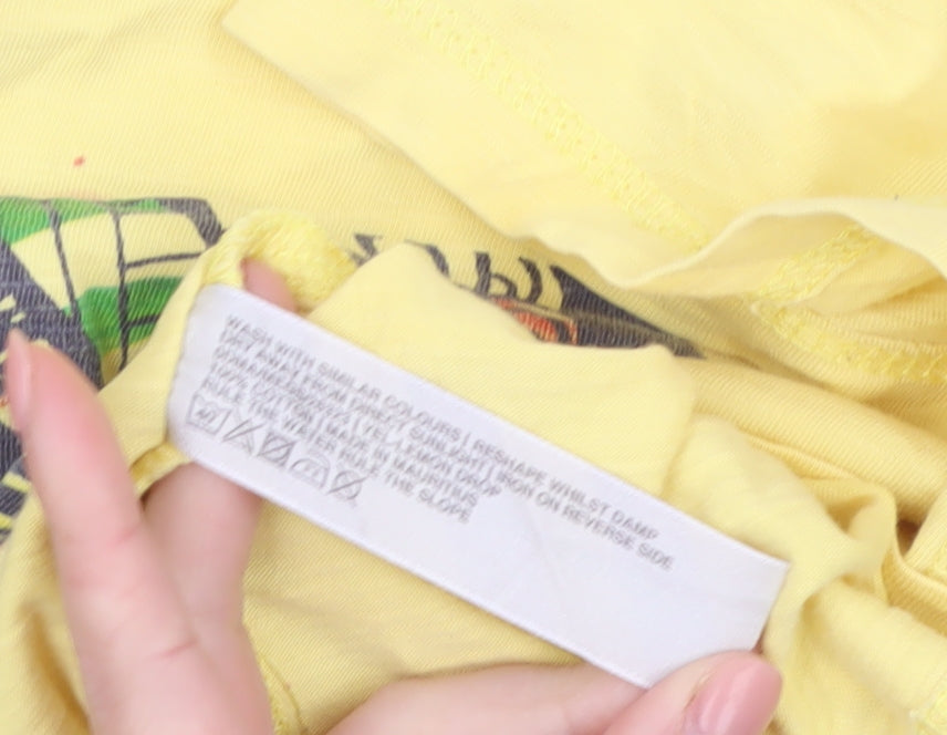 Fat Face Womens Yellow Graphic Surf T-Shirt Small Casual Summer Top