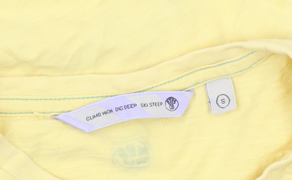 Fat Face Womens Yellow Graphic Surf T-Shirt Small Casual Summer Top