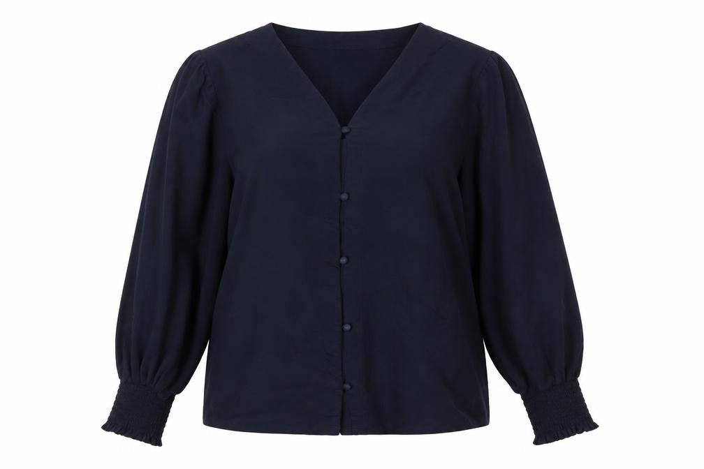 Next Women’s Navy Blue Viscose Long Sleeve Button Blouse Size 14