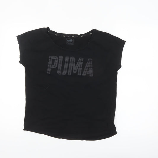 Puma Women Black Size 8 Basic Crew Neck Cotton T-Shirt