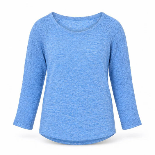 Arizona Jean Co Womens Blue Knit 3/4 Sleeve Scoop Neck Top Size S