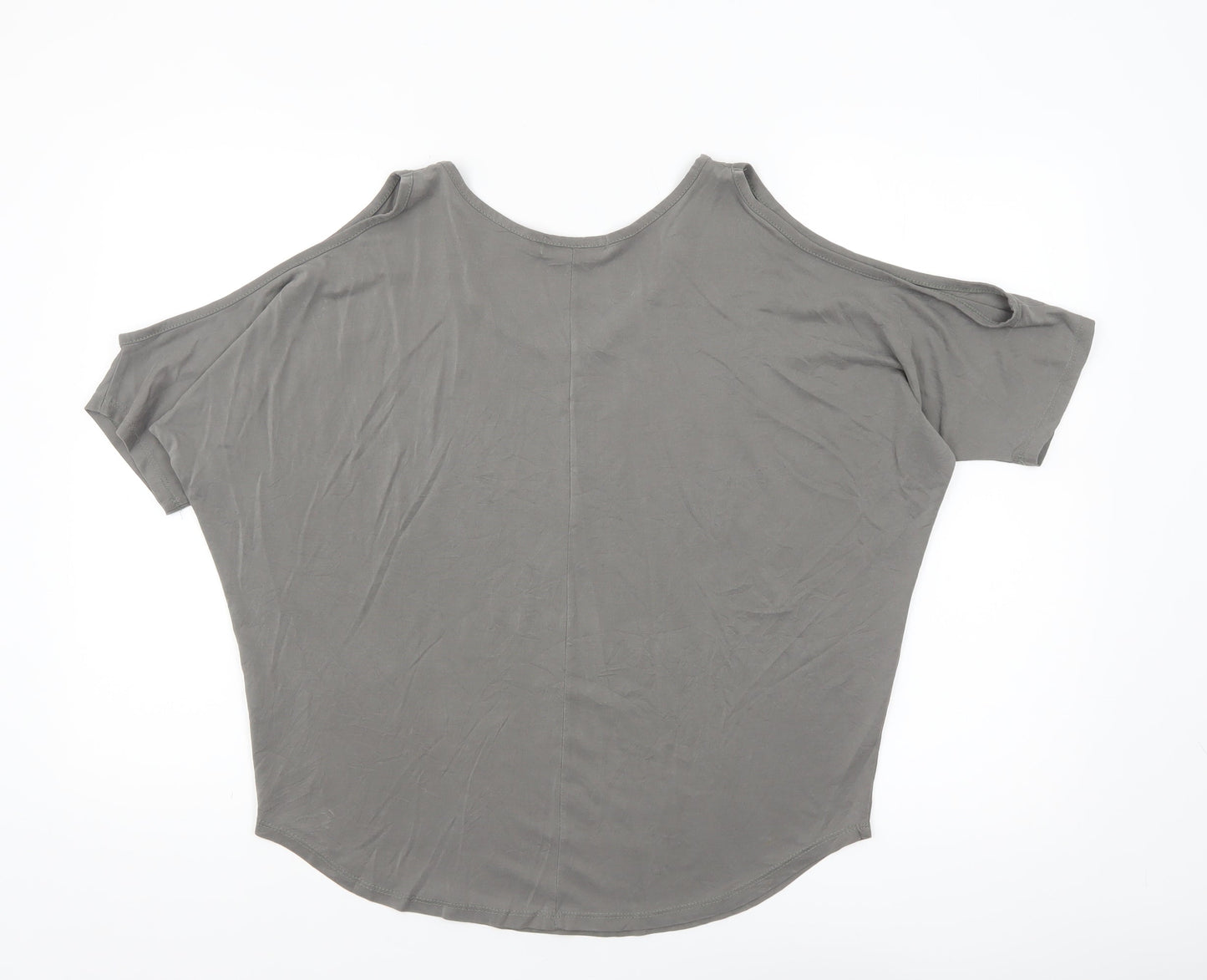 Tresics Women’s Grey Cold Shoulder Short Sleeve Relaxed Jersey Top Size M