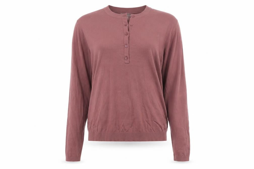 ZARA Womens Mauve Henley Jumper Medium Long Sleeve Knit