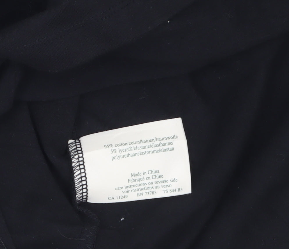 Laura Ashley Women's Black Embroidered Cotton Stretch T-Shirt M