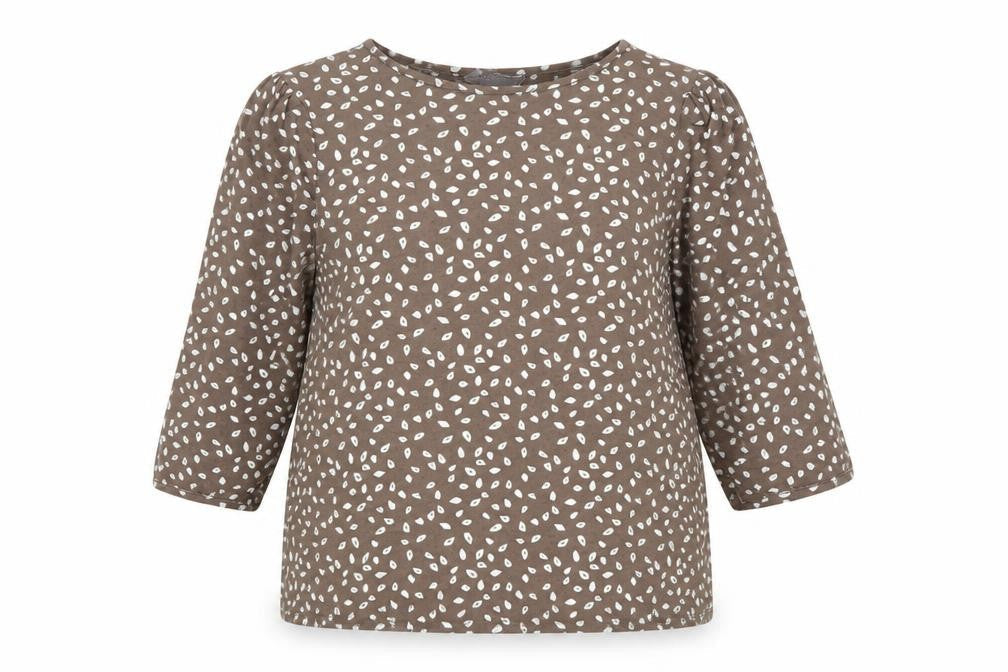Principles Women Brown Geometric 3/4 Sleeve Viscose Blouse Size 20