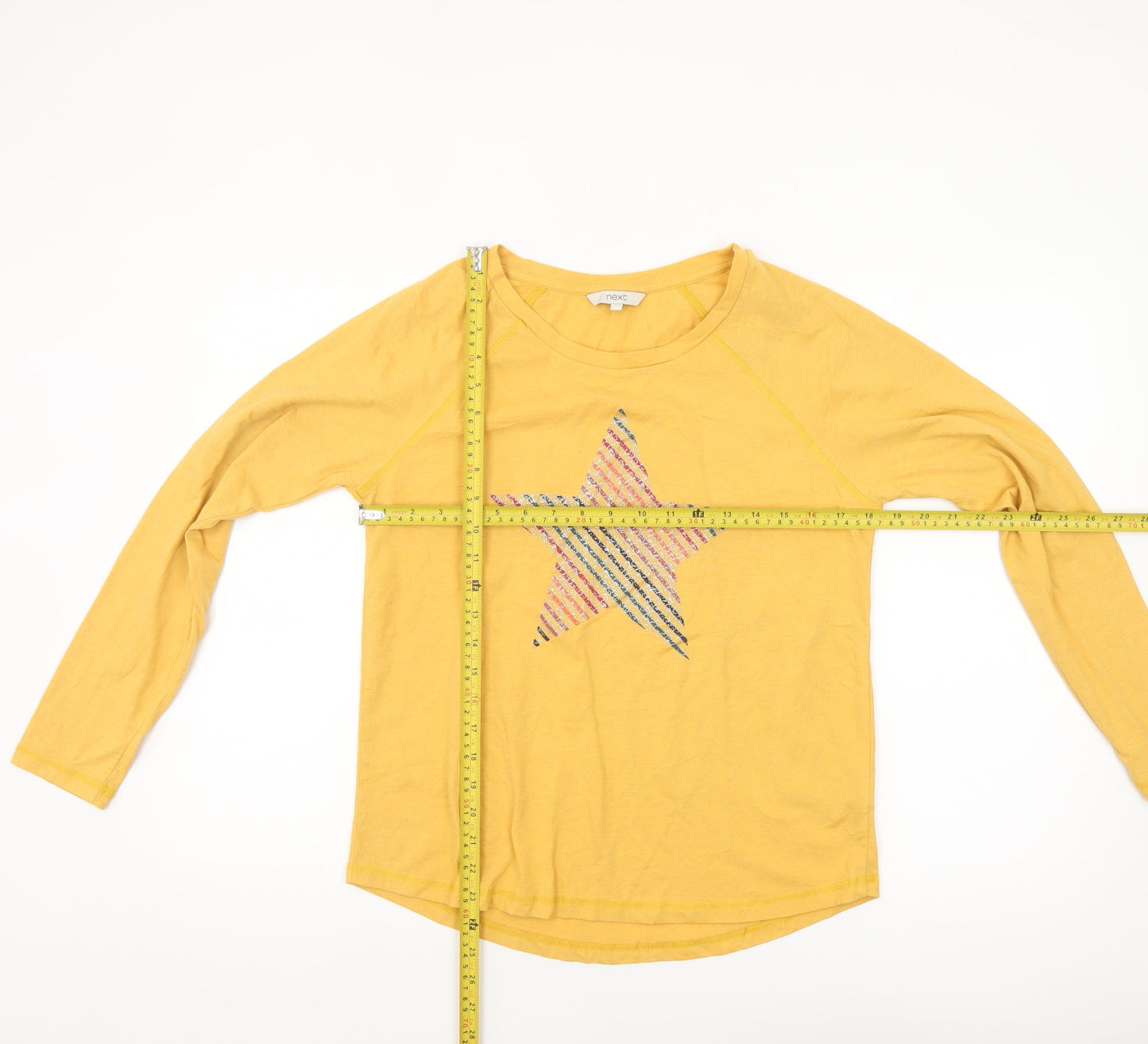 Next Women’s Yellow Star Long Sleeve Cotton Blend T-Shirt Size 12