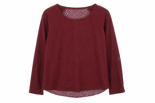 FatFace Womens Red Floral Tunic Blouse Size 12 Long Sleeve Cotton Blend