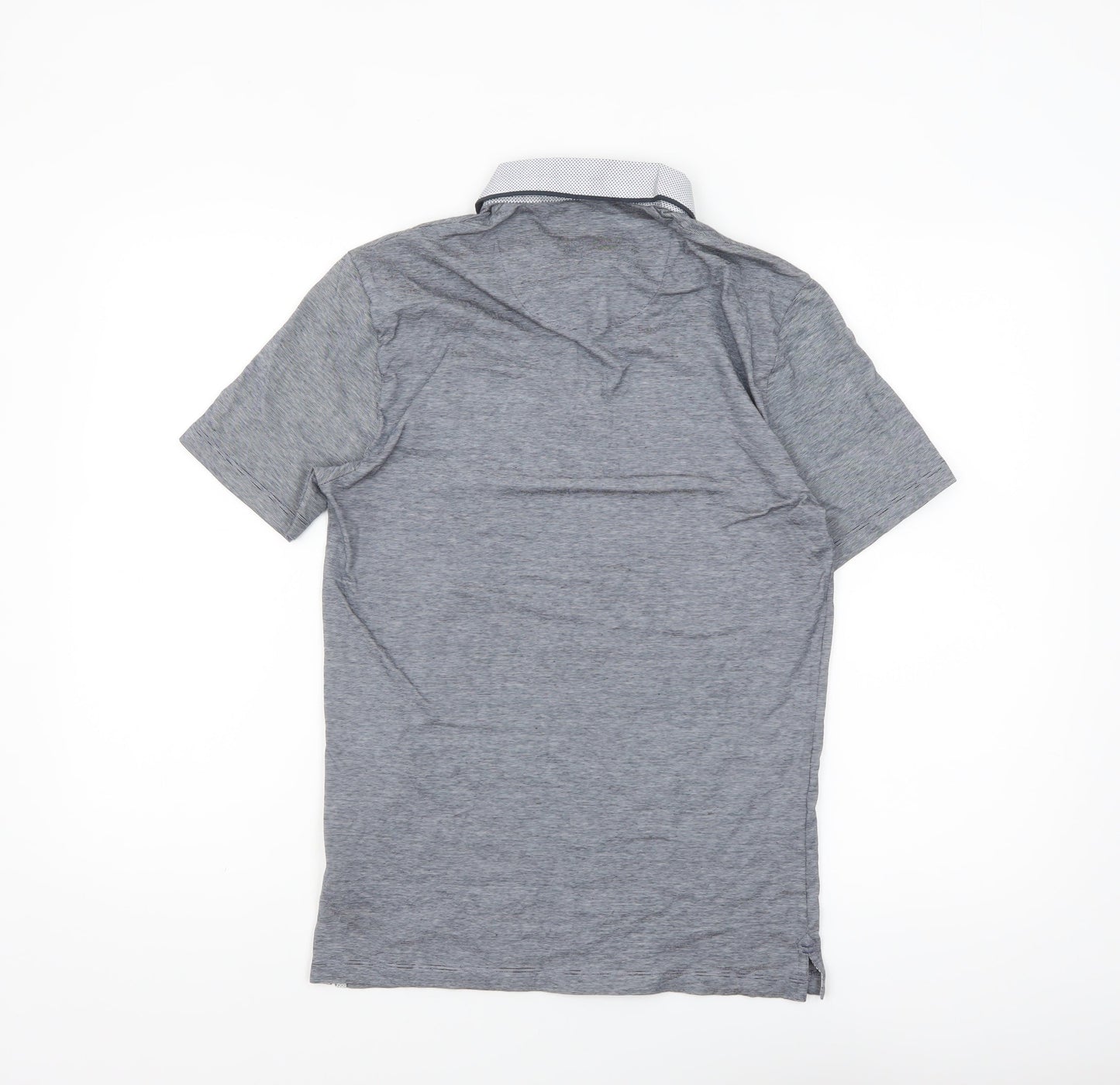 Next Men’s Grey Button-Down Collar Cotton Polo Shirt Size S