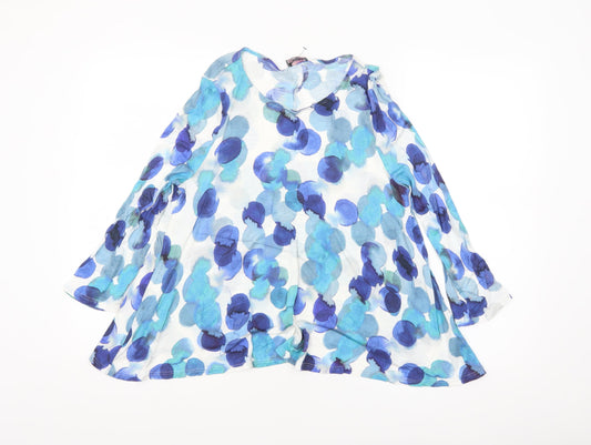 Phase Eight Women Blue Floral Viscose Tunic Blouse Size 10