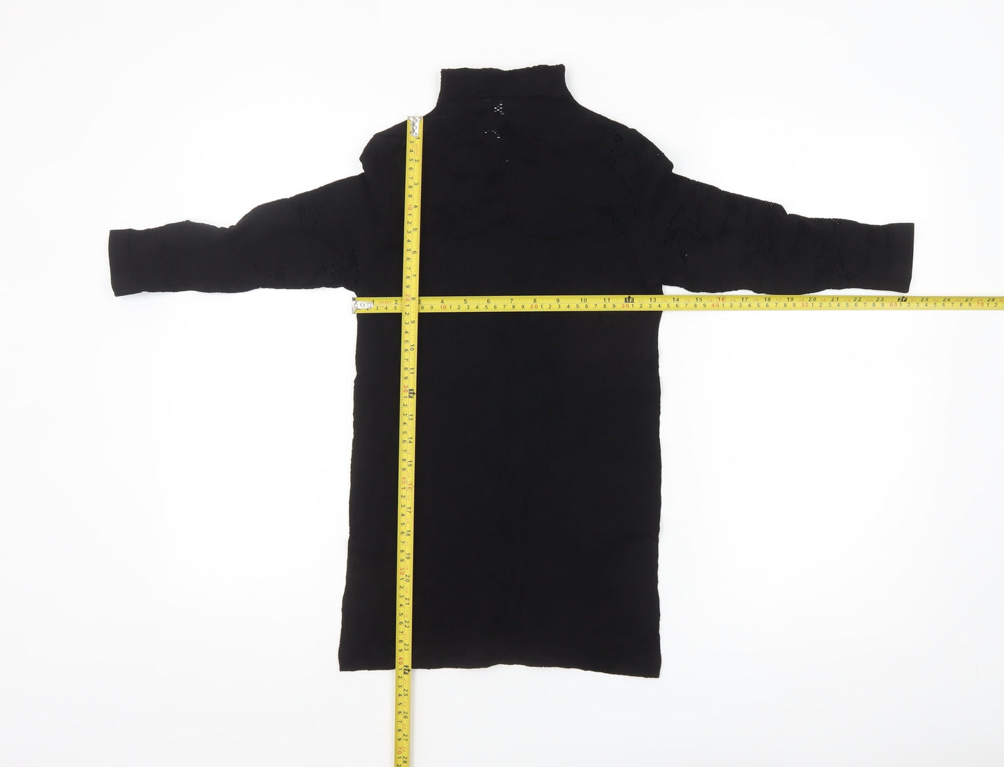 Savida Womens Black Long Sleeve High Neck Tunic Blouse Size 12
