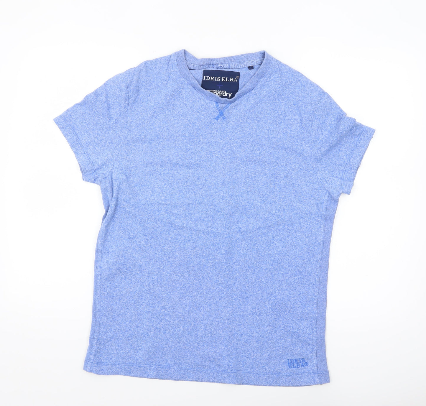 Superdry Idris Elba Men's Blue Cotton V-Neck T-Shirt Size L