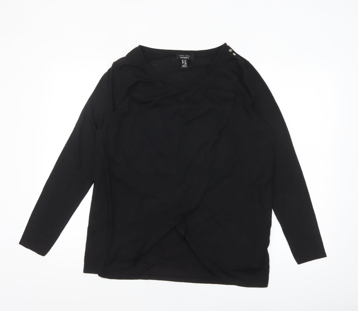 New Look Women Black Wrap Maternity Long Sleeve Blouse Size 14