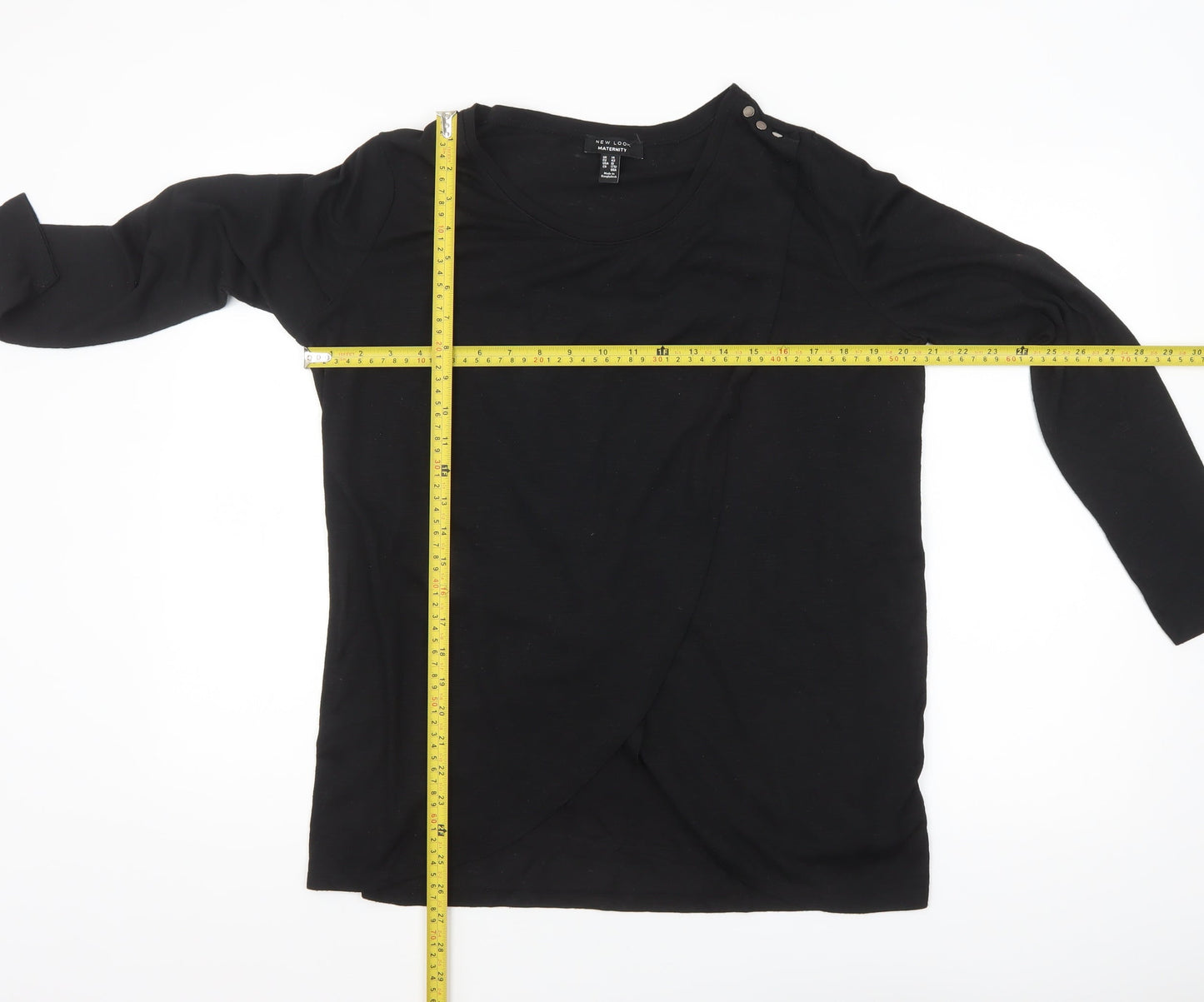 New Look Women Black Wrap Maternity Long Sleeve Blouse Size 14