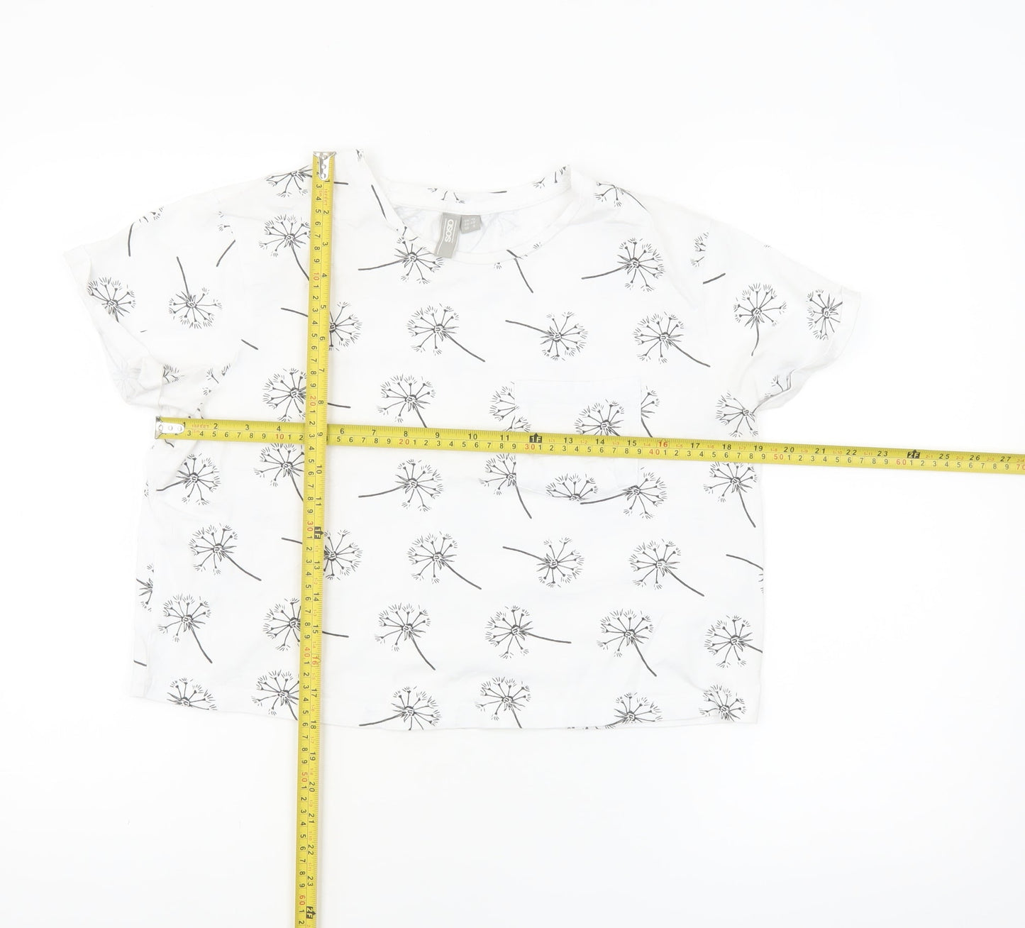 ASOS Women’s White Floral Cotton T-Shirt UK 12 Short Sleeve