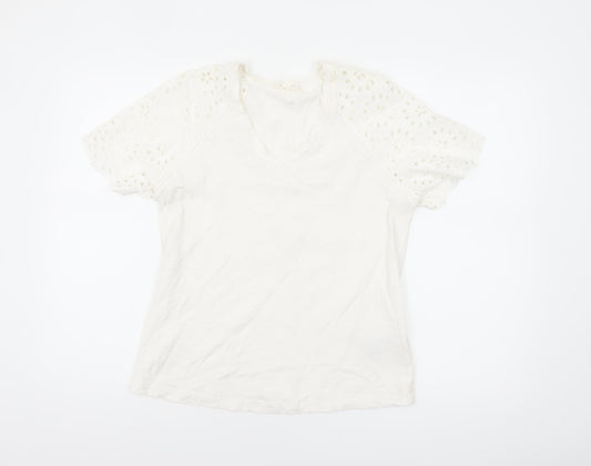 Marks and Spencer Per Una White Cotton Puff Sleeve T-Shirt Size 10