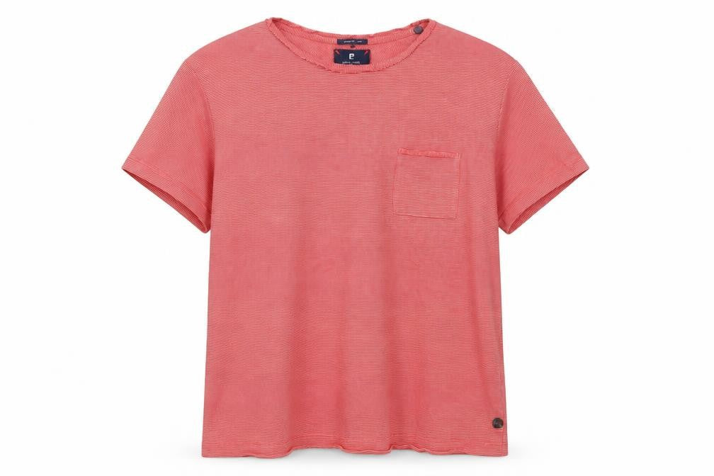 Pierre Cardin Men's Red Striped Cotton Crew Neck T-Shirt M