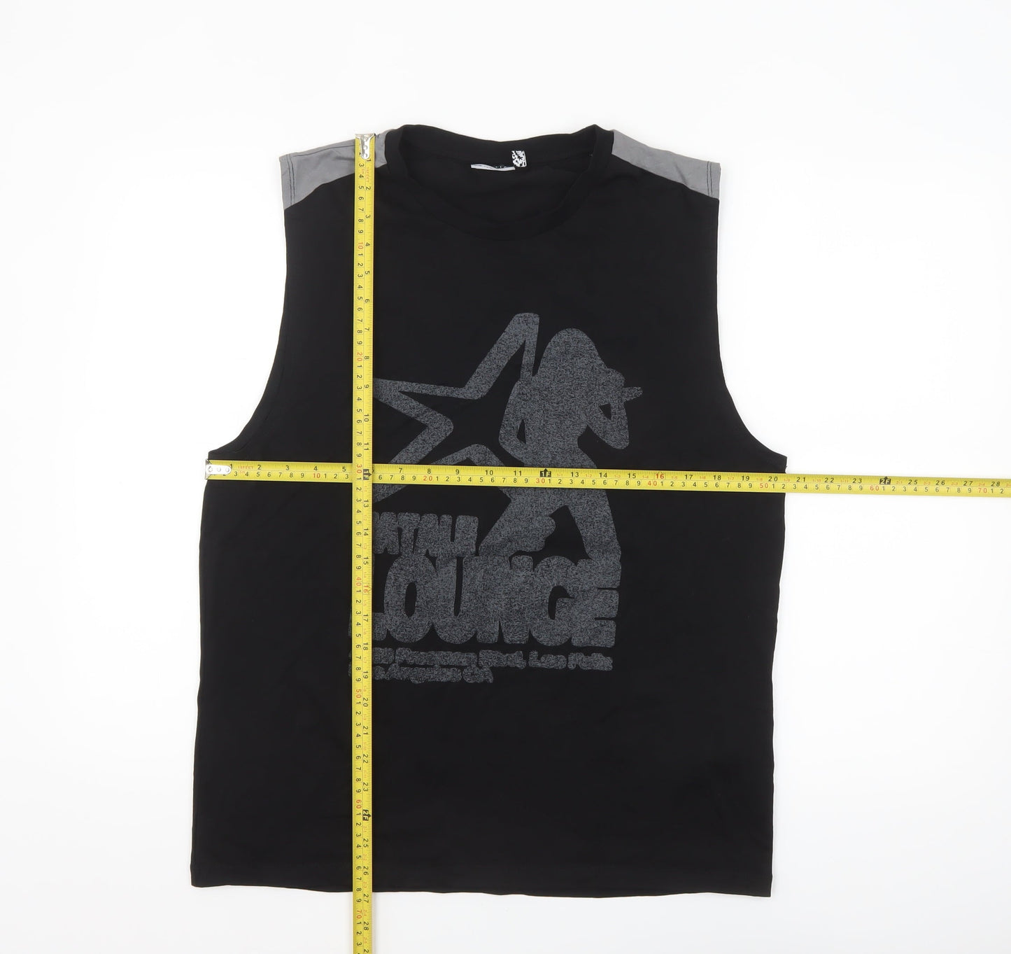 ASOS Design Men's Black Music Graphic Sleeveless Top 2XL