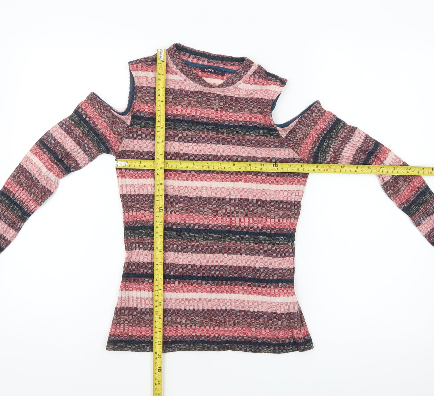 Marks and Spencer Women's Multicoloured Stripe Cold Shoulder Top Size 10