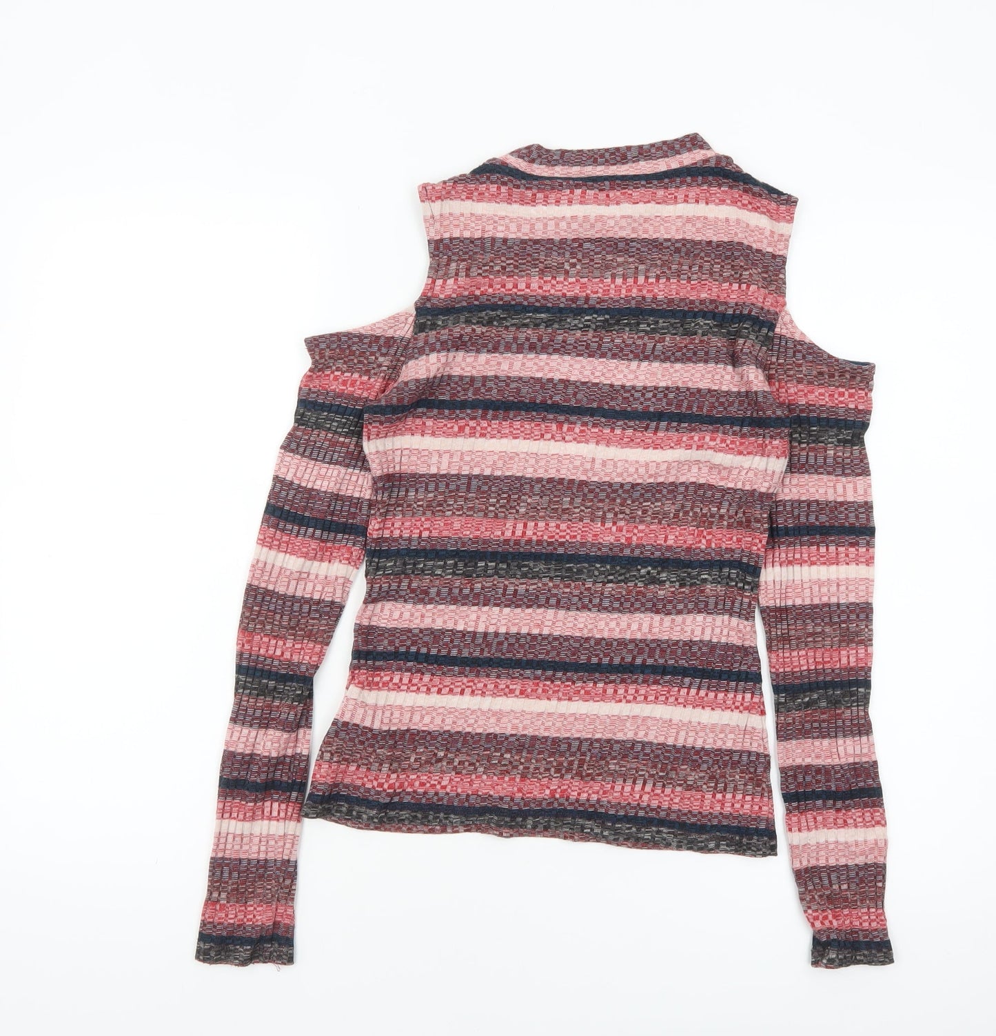 Marks and Spencer Women's Multicoloured Stripe Cold Shoulder Top Size 10
